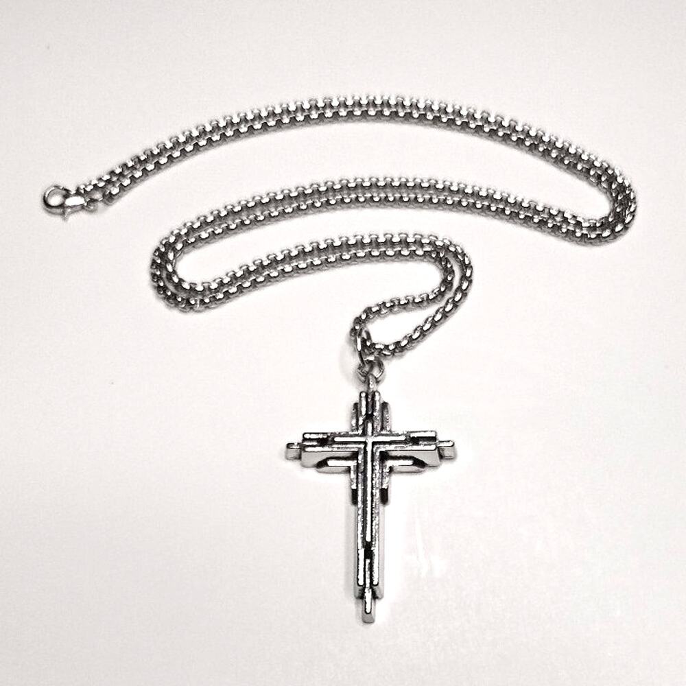 Cross Necklace Modern Layered Unique Crucifix Jesus Bible Christmas Gift NEW!